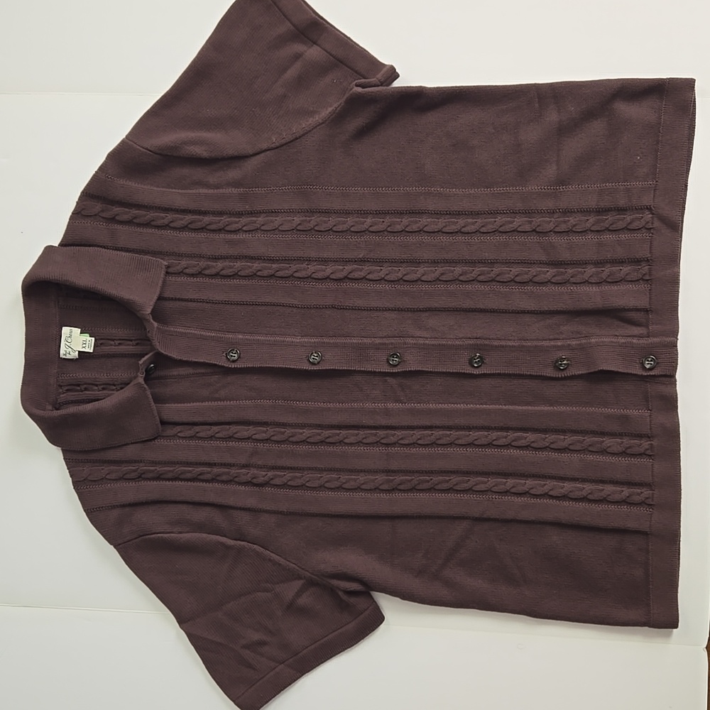J. Crew  Cotton Cable-knit Short-Sleeve Cardigan Sweater-Polo XXL